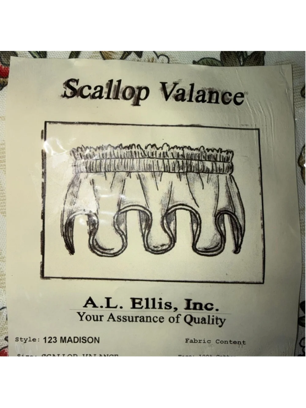 NIP A. L. Ellis Scallop Valance 100% Cotton Style 123 Madison 58”W x 15”D Brick
